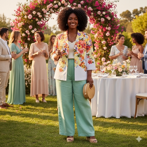 Coldwater Creek Size 14/L NEW Blazer Jacket Floral Watercolor 3/4 Sleeve Lined - Picture 6 of 13